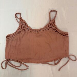 Free People Carina Bralette – XS – Mango (Dusty Rose) Lace Crop Top